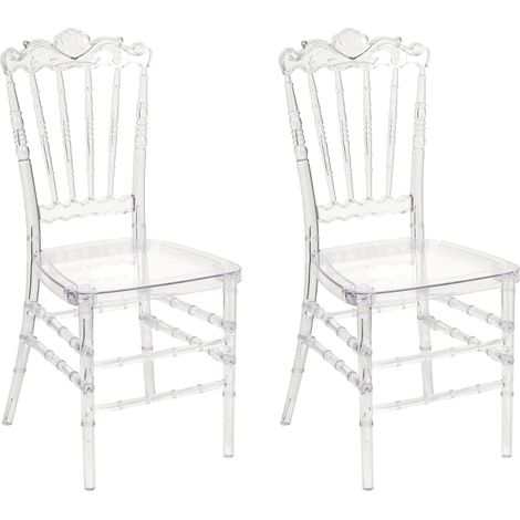 Conjunto de 2 sillas de comedor de plástico de inspiración vintage muebles de comedor transparente Mendon