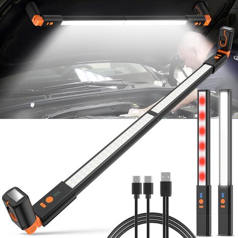Lampe de Travail LED Amovible Pour Compartiment Moteur En TôLe d'Aluminium - Rechargeable Avec Aimant Et Crochetm - LumièRe Claire Et Sans Fil Pour Capot Moteur