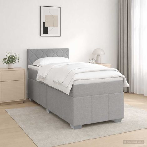 vidaXL Cama box spring con colchón Gris Claro 100 x 200 cm Tela (1/5)