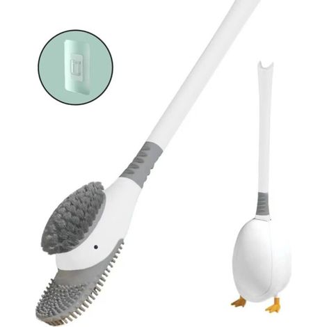 Toilet brush and holder - Uniquely shaped cleaning brush for bathrooms, toilets, sinks, tiled walls and floors - AquaForge (1/4)