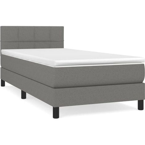 Cadre de lit en tissu, matelas inclus, gris foncé, 80 x 200 cm (1/5)
