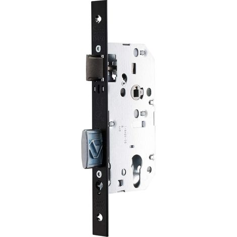 Serrure à Encastrer trou de cylindre, Axe à 40mm, Coffre 150mm, Niveau 3 - D455 - Réversible sans démontage, Verrouillage 2 tours, Têtière bouts carrés - Porte d'entrée - Noir (1/5)
