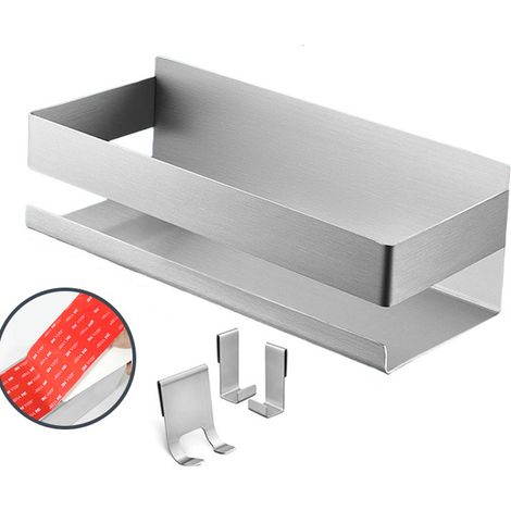 Duschablage (gebürstetes Aluminium), Duschkorb, Badezimmerregal. Kein Bohren erforderlich – sehr starker Halt dank Klebestreifen. (1/5)