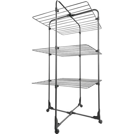 Leifheit – Wäscheständer Tower Classic 270 – 27 m Trockenfläche – klappbar – 3 Ebenen – für enge Räume – mit 4 Rollen (1/3)