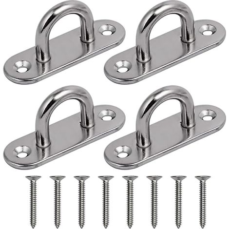 Plaque à œil en Acier Inoxydable,4 pcs M5 Plaque de Couverture Crochets de Plafond,Fixation pour Crochets Muraux Chaises Suspendues Auvent Accessoires de Bateau (1/5)