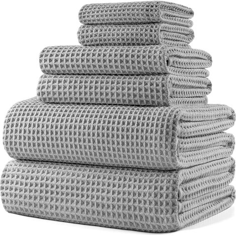- 430 GSM 6 Serviettes de Bain en Microfibres - sèche Rapidement/ne Peluche Pas - Tissu alvéolé - Assortiment de différentes tailles/152 x 76,2 cm (1/5)