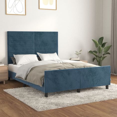 Cadre de lit sans matelas-Structure de lit bleu foncé 140x190 cm velours 409421 (1/5)