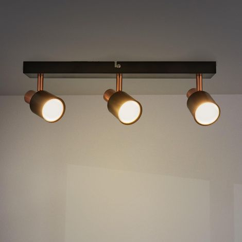 Plafonnier Série Gold 3 spots GU10, pour usage en intérieur sec IP20, convient pour salle de bain, salon, chambre et cuisine (Ampoule non incluse) (1/5)