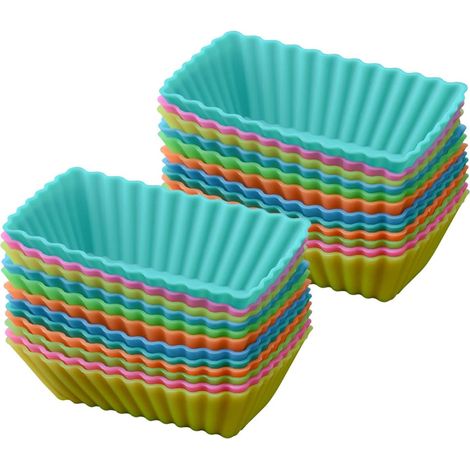 Moules À Cupcakes En Silicone Réutilisables 24 Pièces 3.15X1.97X0.79 Pouces Moules Antiadhésifs Pour Muffins Et Pâtisserie Maison Faciles À Nettoyer,Parent,- (1/5)
