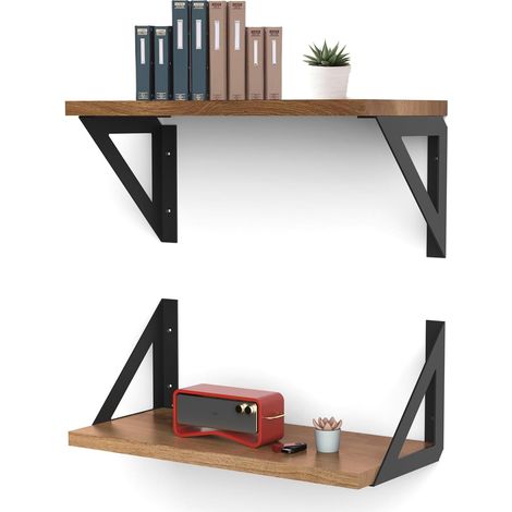 4 Packs Supports d'Étagère Charge Lourde Supporte jusqu'à 60kg, Équerre Étagère Noire 20cm, Supports Triangulaires Angulaires Droits de 90 Degrés (1/5)
