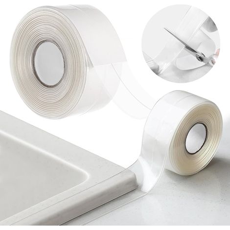 Bande d'étanchéité autocollante transparente en PVC imperméable - Boudin de porte - Joint d'étanchéité autocollant pour porte, fenêtre, cuisine, salle de bain (1/5)