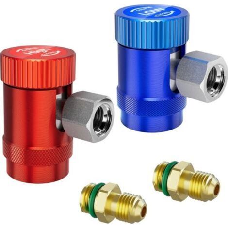 Set mit 2 R-1234yf-Adaptern, verstellbaren R1234yf-Schnellkupplungen, Werkzeugen zur Reparatur von Klimaanlagenleitungen, oberen/unteren Anschlüssen, R1234yf-Schnellkupplungsset (1/5)