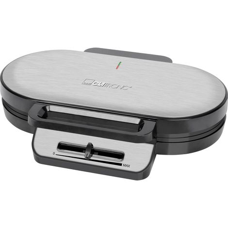 Clatronic Gofrera WA 3745, 2 superficies de horneado, grado de tostado regulable, revestimiento antiadherente, color negro y acero inoxidable (1/5)