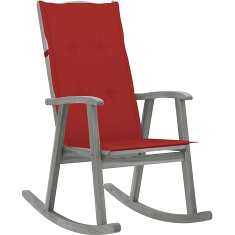 Chaise à bascule avec coussin Gris Bois d'acacia massif 5 (1/5)