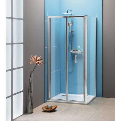 Cabine de douche EASY Carrée 700x700mm, portes pliantes, variante L/R, verre clair (1/5)