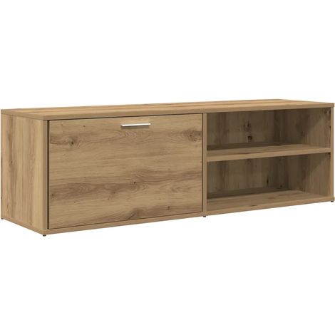 Meuble TV moderne avec grand rangement 120 x 34 x 37 cm en bois d'ingénierie chêne artisanal (1/5)