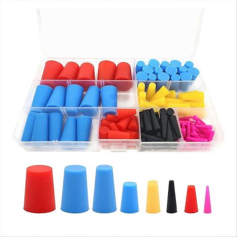 Konische Gummistopfen, Packung mit 120 Stück, 8 Größen von 1/16 bis 5/8 Zoll zum Abdichten von Löchern. (1/5)