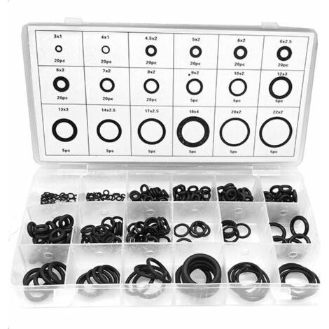 Kit di O-ring da 225 pezzi – 18 misure, gomma nitrile butadiene – Resistente a olio e calore – Per applicazioni idrauliche e automobilistiche (1/4)