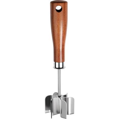 Kartoffelstampfer mit Holzgriff, ergonomischer Nusszerkleinerer, für Fleisch, Kartoffeln, Hähnchen und Rindfleisch