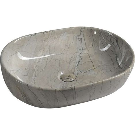 Sapho Dalma - Lavabo sobre encimera, 59x42 cm, sin orificio para grifo, grigio MM413 (1/5)
