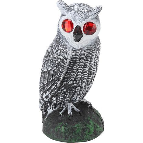Hibou anti-oiseaux de jardin en plastique, yeux rouges, hiboux pour éloigner les oiseaux, détails fins, résistant à l'usure, hiboux pour éloigner les oiseaux, coude chat blanc uni (1/5)