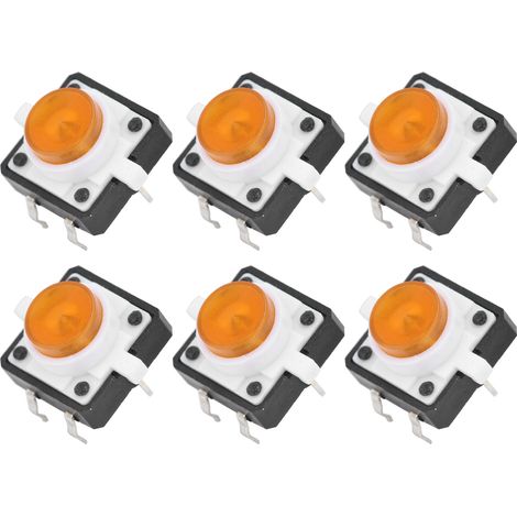 Bouton poussoir tactile LED jaune 20 pièces 12x12x7,3mm interrupteur momentané pour bricolage électronique, clavier, projet Arduino, commutateur lumineux (1/5)