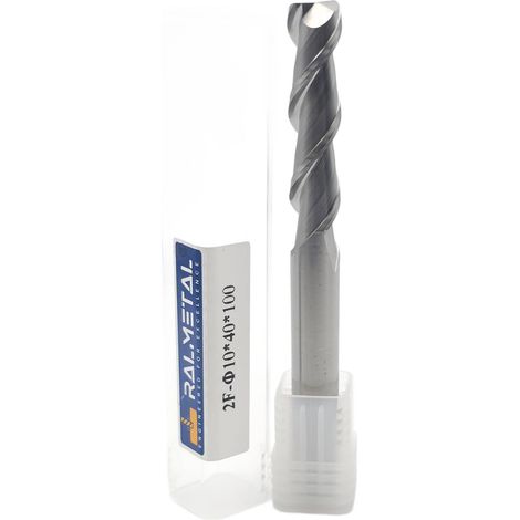 Hartmetall-Schaftfräser für Aluminium VHM, 2 Schneiden, 10 x 40 x 100 mm, 45 HRC (1/4)