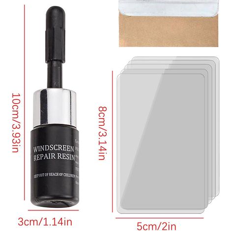 Kit Réparation Vitre Automobile - Résine Pour Fissures Pare-Brise - 3 Pièces - 3 ml - Pour Réparation Circulaire Jusqu'à 25 mm (1/2)