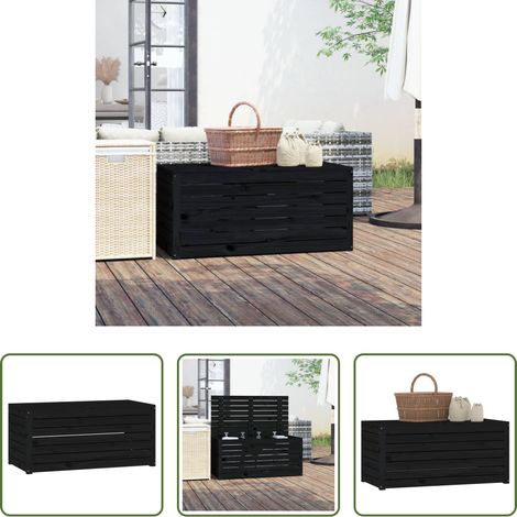 Kieferholz - Gartenbox Schwarz 101x50,5x46,5 cm Massivholz Kiefer (1/5)