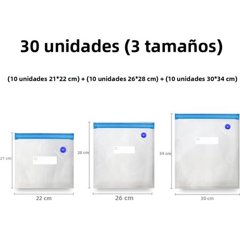 Pompe à vide électrique portative pour scellage alimentaire avec fermetures éclair réutilisables et sacs d'emballage sans BPA, 30 pièces (3 tailles) (1/4)