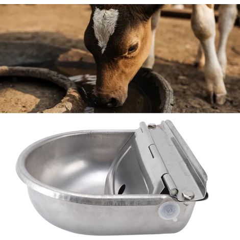 Bebedero automático para animales de granja, fabricado en acero inoxidable, de 27 x 25 cm, de gran capacidad, incluye manguera de entrada de agua. (1/5)