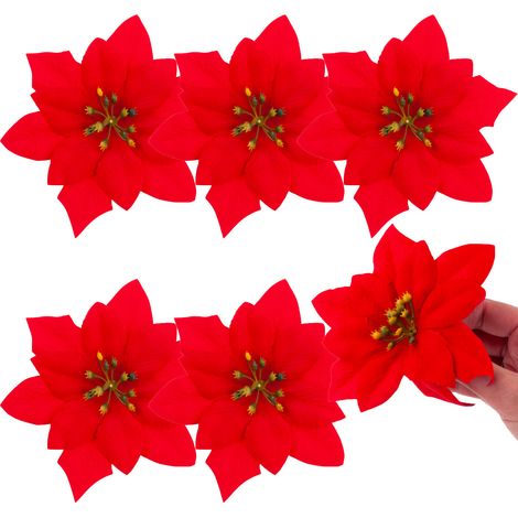 CV28918 Stella di Natale, grandi fiori di stella di Natale, set da 6 pezzi (1/5)