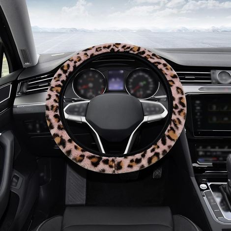Universal Leopard Print Steering Wheel Cover, 38 cm (Pink) (1/5)