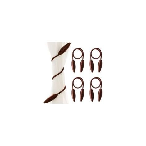 Juego de 4 piezas para bricolaje con clips retorcidos para sujetar cortinas, sujetacortinas decorativos creativos para ventanas (marrón) - Crezuo (1/4)