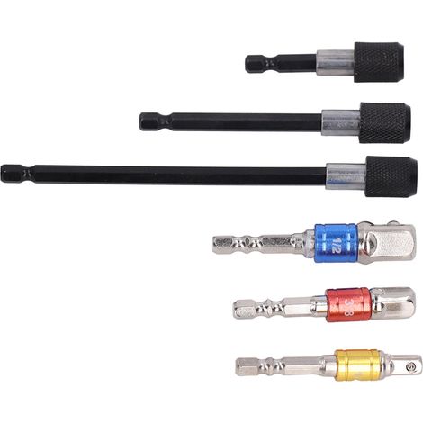 Kit de porte-embouts de tournevis à douille avec adaptateur pour embout hexagonal 1/4 po et rallonge magnétique (1/5)