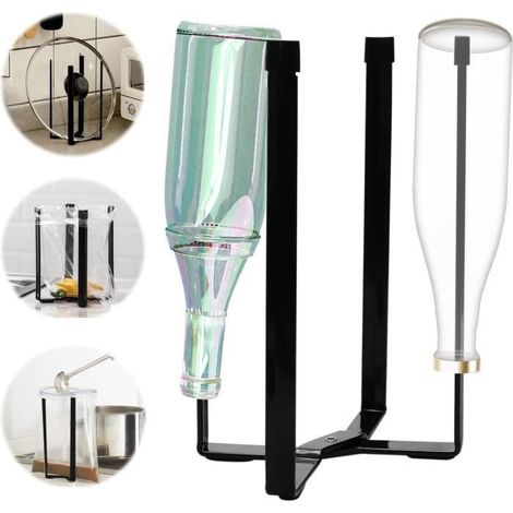 Egouttoir Bouteille, Égouttoir Pliable pour Bouteilles, Support pour Bouteilles à Égoutter, Séchage pour Biberons pour (Noir) (1/4)