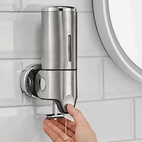 BUNTHAUS Seifenspender, Wand-Duschpumpe, Flüssigkeitsspender für Badezimmer und Hotels, satiniertes Silber,