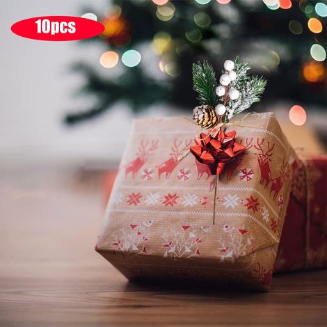 Guirlande De Feuillage Artificiel - Aiguilles De Pin Simulées Houx Et Baies Rouges Avec Nœud En Corde Naturelle - Décoration De Noël Et Intérieure - 10 Pièces (1/5)
