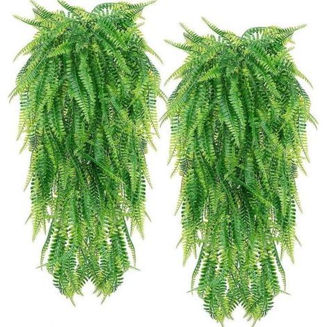 Lot de 2 Plantes Suspendues Artificielles Fougère Vigne,Décoration de Feuilles de Lierre Fausse Tombante pour Intérieur et Extérieur, Décor de Végétation Feinte pour Salon, Cuisine, Balcon, Jardin (1/5)