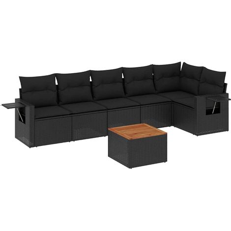Maison Exclusive - Set Divani da Giardino con Cuscini 7pz Nero Polyrattan (1/3)