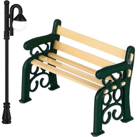 Un ensemble de mini-bancs de haute qualité, de lampes miniatures, de poupées miniatures, de lampes pour maison de poupée, de décorations de lampadaires miniatures, de meubles miniatures et d'accessoir (1/5)