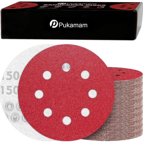 120x Schleifpapier 125mm Klett P150 8 Loch für Exzenterschleifer Holz Metall Farbe (1/5)