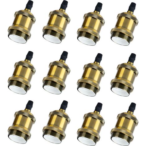 12PCS E27 Pied De Lampe Simple Retroe Plafonnier Vintage Lampe Suspendue D'Intérieur Bronze (1/5)