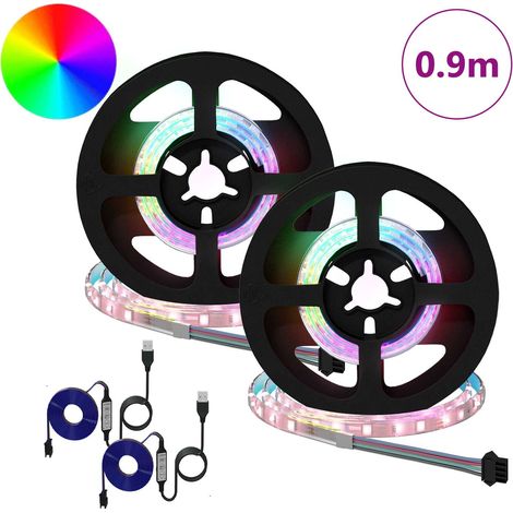 Bande LED 2 pcs Noir et Transparent 450 mm Cuivre et plastique