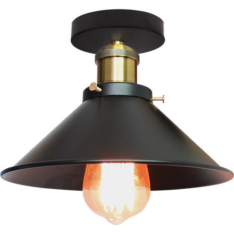26CM Lustre Estilo Retro Industrial Lámparas De Colgar Creativo Lámpara De Techo Vintage Para Cocina Restaurante Hogar Estudio Coffee (Negro)