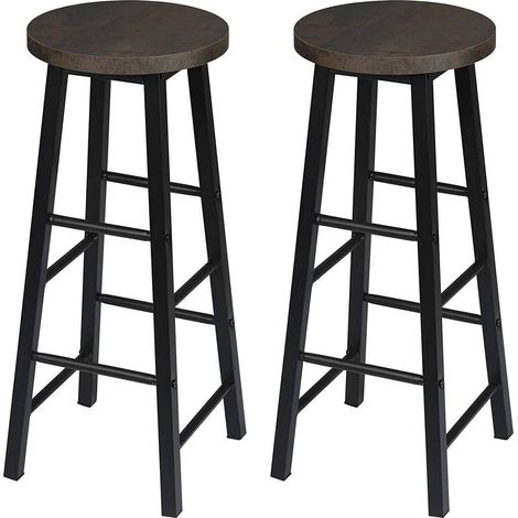 WOLTU 2er-Set Barhocker Bistrohocker Tresenhocker Barstuhl, Gestell aus stabilem Stahl, Stizfläche aus MDF, schwarz-rostfarbe