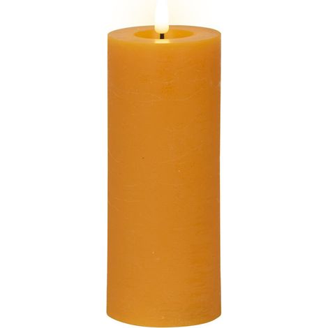 Lumineo LED Indoor Kerze Echtwachs Orange Ø 7 cm Höhe 19 cm - Wachs (1/2)
