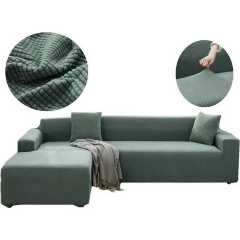 Copridivano elasticizzato, copridivano angolare, per divano a 3 posti o a L, verde, 190-230 cm