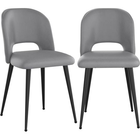 Set di 2 sedie da pranzo, sedie da soggiorno, sedie da cucina, sedie in velluto, mobili imbottiti 48x45x85cm grigio (1/5)