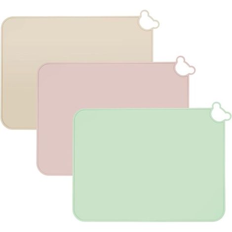piezas, Manteles individuales de silicona, Mantel de silicona portátil, Mantel antideslizante apto alimentos bebés, Beige, verde rosa, 3040 cm (1/5)